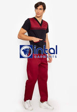 SCRUB SUIT High Quality SS_03C Polycotton by INTAL GARMENTS Color Black - Maroon