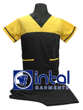 SCRUB SUIT High Quality SS_03D Polycotton by INTAL GARMENTS Color Black - Corn Yellow
