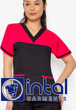 SCRUB SUIT High Quality SS_03D Polycotton by INTAL GARMENTS Color Black & Fuchsia Pink