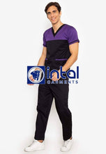 SCRUB SUIT High Quality SS_03D Polycotton by INTAL GARMENTS Color Black - Violet