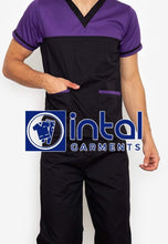 SCRUB SUIT High Quality SS_03D Polycotton by INTAL GARMENTS Color Black - Violet