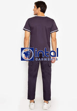 SCRUB SUIT High Quality SS_03E Polycotton by INTAL GARMENTS Color Charcoal Grey - White