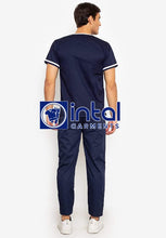 SCRUB SUIT High Quality SS_03E Polycotton by INTAL GARMENTS Color Midnight Blue - White