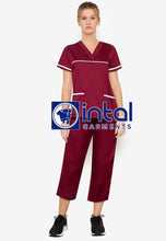 SCRUB SUIT High Quality SS_03E Polycotton by INTAL GARMENTS Color Maroon - White