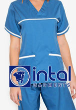 SCRUB SUIT High Quality SS_03E Polycotton by INTAL GARMENTS Color Sapphire Blue - White