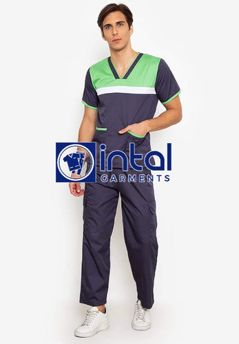 INTAL SCRUBSUIT 03F CARGO 6-Pocket Pants High Quality Premium V-Neck Unisex Scrubs - CHARCOAL GREY - WHITE