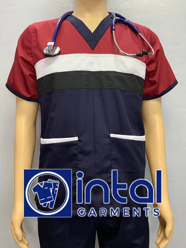 INTAL SCRUBSUIT 03H JOGGER 4-Pocket Pants High Quality Premium VNeck Unisex Scrubs Color Midnight Blue - Black - White - Maroon