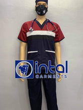 SCRUB SUIT Medical Doctor Nurse Uniform SS_03H Polycotton CARGO PANTS by INTAL GARMENTS Color Midnight Blue - Black - White - Maroon