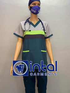 SCRUB SUITS High Quality SS_03H Polycotton CARGO Pants by INTAL GARMENTS Color Teal Blue - Gey