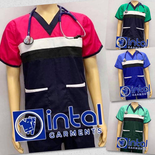 Scrub Suit High Quality Medical Doctor Nurse Scrubsuit Set C Cargo or Jogger 4 Pocket Pants Unisex Scrubs 03H