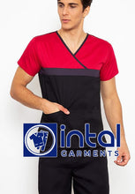 SCRUB SUIT High Quality SS_04 Polycotton by INTAL GARMENTS Color Black - Red