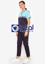 SCRUB SUIT High Quality SS_04 Polycotton by INTAL GARMENTS Color Charcoal Grey Cyan Blue