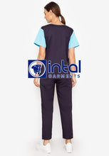 SCRUB SUIT High Quality SS_04 Polycotton by INTAL GARMENTS Color Charcoal Grey Cyan Blue