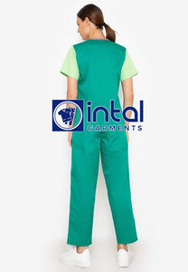SCRUB SUIT High Quality SS_04 Polycotton by INTAL GARMENTS Color Emerald Green. - Kelly Green