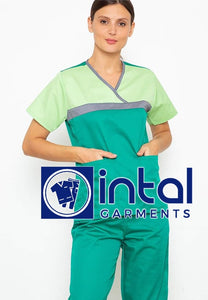 SCRUB SUIT High Quality SS_04 Polycotton by INTAL GARMENTS Color Emerald Green. - Kelly Green
