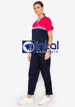 SCRUB SUIT High Quality SS_04 Polycotton by INTAL GARMENTS Color Midnight Blue Fuchsia Pink