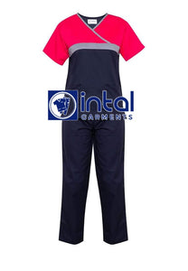 SCRUB SUIT High Quality SS_04 Polycotton by INTAL GARMENTS Color Midnight Blue Fuchsia Pink