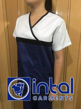 SCRUB SUIT High Quality SS_04 Polycotton by INTAL GARMENTS Color Oxford Blue - Midnight Blue - White
