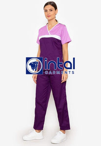 SCRUB SUIT High Quality SS_04 Polycotton by INTAL GARMENTS Color Violet - White - Lilac