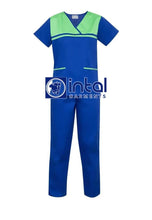 SCRUB SUIT High Quality SS_04A Polycotton by INTAL GARMENTS Color Admiral Blue - Kelly Green