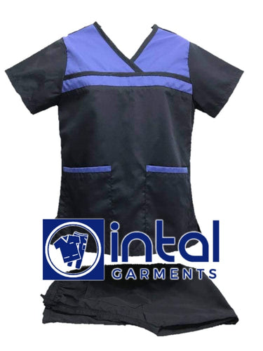 INTAL SCRUBSUIT 04A HIGH QUALITY Classic Overlap Regular 4 Pocket Pants Unisex Scrubs - MIDNIGHT BLUE - PERSIAN BLUE
