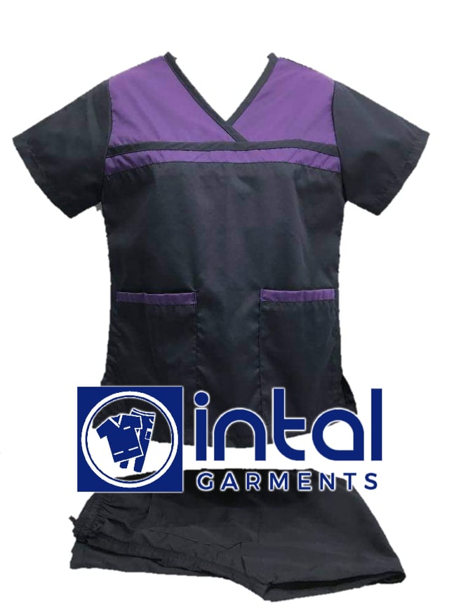 SCRUB SUIT High Quality SS_04A Polycotton by INTAL GARMENTS Color Midnight Blue - Violet