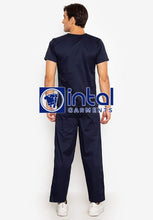 SCRUB SUIT High Quality SS_04A Polycotton by INTAL GARMENTS Color Midnight Blue - Cyan Blue