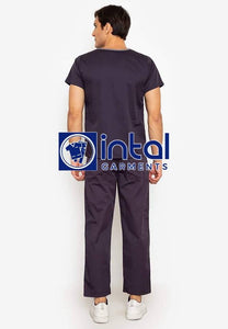 SCRUB SUIT High Quality SS_04B Polycotton by INTAL GARMENTS Color Charcoal Grey - Light Grey