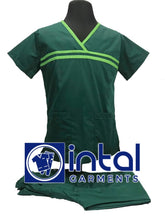 SCRUB SUIT High Quality SS_04B Polycotton by INTAL GARMENTS Color Forest Green - Kelly Green