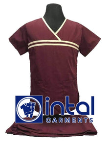 SCRUB SUIT High Quality SS_04B Polycotton by INTAL GARMENTS Color Maroon - Beige