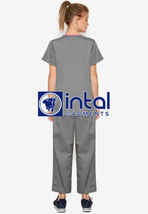 SCRUB SUITS High Quality SS_04C Polycotton by INTAL GARMENTS Color Light Grey - Rose Pink