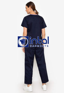 SCRUB SUIT High Quality SS_04C Polycotton by INTAL GARMENTS Color Midnight Blue - Persian Blue