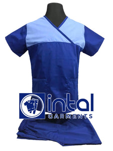 SCRUB SUIT High Quality SS_04D Polycotton by INTAL GARMENTS Color Admiral Blue - Powder Blue