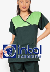 SCRUB SUIT High Quality SS_04D Polycotton by INTAL GARMENTS Color Forest Green - Kelly Green
