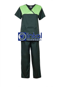 SCRUB SUIT High Quality SS_04D Polycotton by INTAL GARMENTS Color Forest Green - Kelly Green