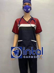 SCRUB SUIT Medical Doctor Nurse Uniform SS_04H Polycotton CARGO PANTS by INTAL GARMENTS Color Midnight Blue - Black - White - Maroon