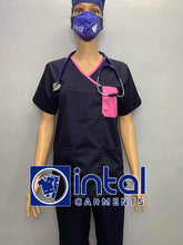 QUALITY SCRUBSUITS Medical Doctor Nurse Uniform JOGGER Set Unisex SS04I Midnight Blue Pink