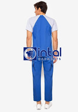 SCRUB SUITS High Quality SS_05 Polycotton by INTAL GARMENTS Color Azure Blue - White