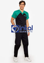SCRUB SUITS High Quality SS_05 Polycotton by INTAL GARMENTS Color Black - Emerald Green