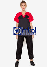 SCRUB SUITS High Quality SS_05 Polycotton by INTAL GARMENTS Color Black - Red