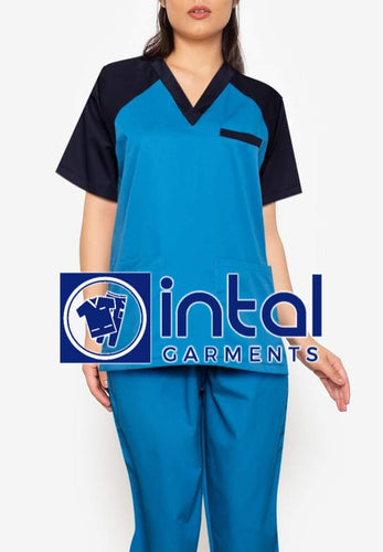 SCRUB SUIT High Quality SS_05 Polycotton by INTAL GARMENTS Color Sapphire Blue - Midnight Blue