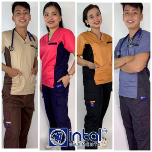 Scrub Suit 06B High Quality Medical Doctor Nurse Scrubsuit Cargo 6 Pocket Pants Unisex Scrubs Set B (can now accept name embroidery)