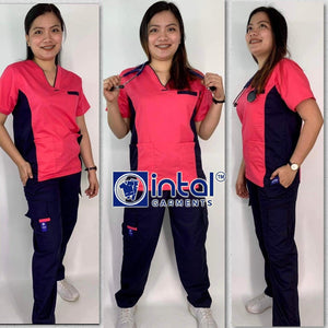 Scrub Suit 06B High Quality Medical Doctor Nurse Scrubsuit Cargo 6 Pocket Pants Unisex Scrubs Set B (can now accept name embroidery)