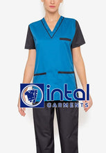 SCRUB SUITS High Quality SS_07 Polycotton by INTAL GARMENTS Color Sapphire Blue - Charcoal Grey