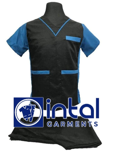 INTAL SCRUBSUIT 07A CARGO 6-Pocket Pants Premium Quality V-Neck Unisex Scrubs Color Black - Sapphire Blue