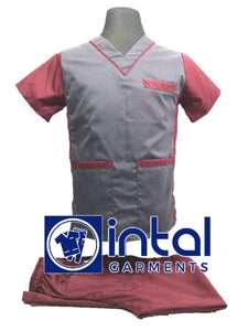 SCRUB SUITS High Quality SS_07A Polycotton by INTAL GARMENTS Color Charcoal Grey - Maroon Pants