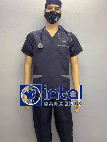 INTAL SCRUBSUIT 01B JOGGER 4 Pocket Pants High Quality Classic V-Neck Unisex Scrubs Color Charcoal Grey