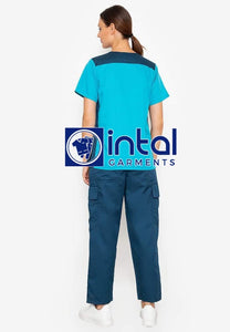 SCRUB SUIT High Quality SS_09 Polycotton CARGO Pants by INTAL GARMENTS Color Aqua Blue - Teal Blue