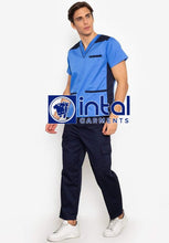 SCRUB SUIT High Quality SS_09 Polycotton CARGO Pants by INTAL GARMENTS Color Azure Blue - Midnight Blue