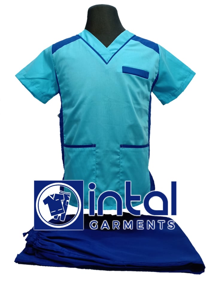 SCRUB SUIT High Quality SS_09 Polycotton CARGO Pants by INTAL GARMENTS Color Cyan Blue - Admiral Blue